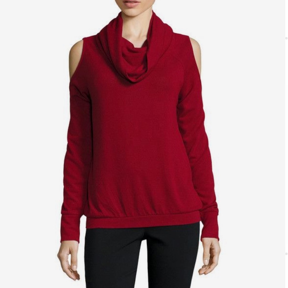 JEANS BY BUFFALO NWOT Red Cold Shoulder Sweater L